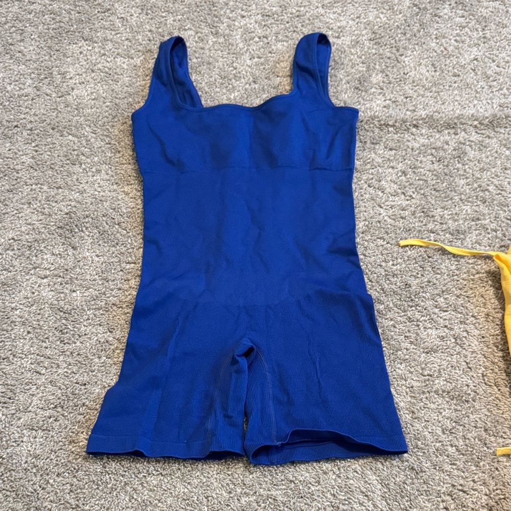 Royal Blue Ribbed One-Piece Bodysuit Romper